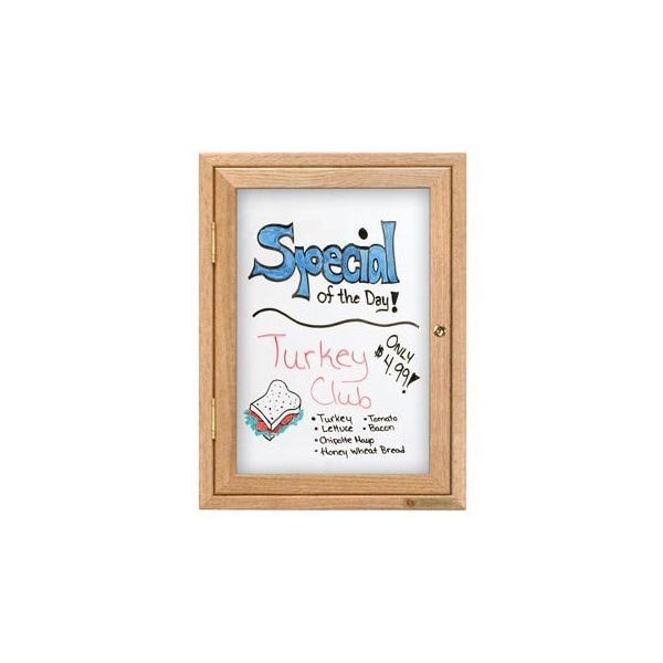 18"x24" 1-Door Wet/Dry Erase, White Porcelain/Cherry Frame
